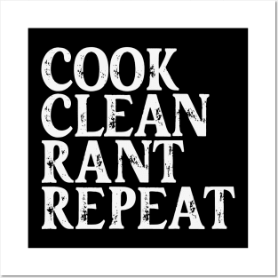 Vintage Cook Clean Rant Repeat Posters and Art